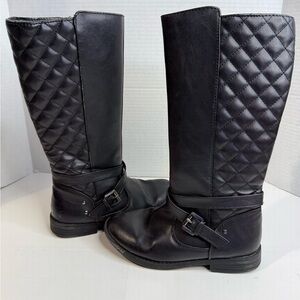 Girls Black Quilted Knee-High Boots size 1